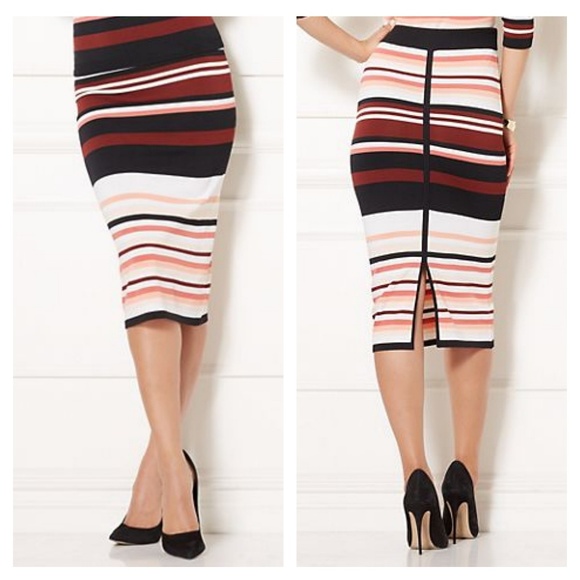 New York & Company Dresses & Skirts - Eva Mendes Striped Midi Pencil Skirt